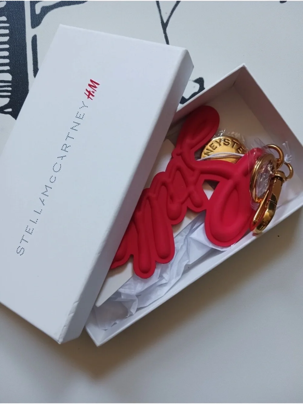 Stella McCartney for H&M Red Script Key Charm, NWT